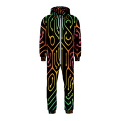 Circuit Hexagonal Geometric Pattern Background Pattern Hooded Jumpsuit (kids)