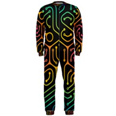 Circuit Hexagonal Geometric Pattern Background Pattern Onepiece Jumpsuit (men)