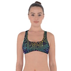 Circuit Hexagonal Geometric Pattern Background Pattern Got No Strings Sports Bra by Vaneshop