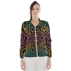 Circuit Hexagonal Geometric Pattern Background Pattern Women s Windbreaker