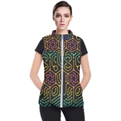 Circuit Hexagonal Geometric Pattern Background Pattern Women s Puffer Vest