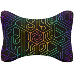 Circuit Hexagonal Geometric Pattern Background Pattern Seat Head Rest Cushion by Vaneshop