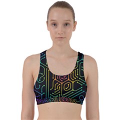 Circuit Hexagonal Geometric Pattern Background Pattern Back Weave Sports Bra by Vaneshop