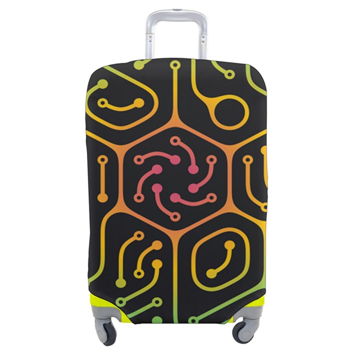 Circuit Hexagonal Geometric Pattern Background Pattern Luggage Cover (Medium)