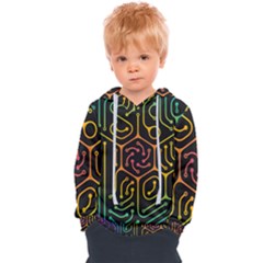 Circuit Hexagonal Geometric Pattern Background Pattern Kids  Overhead Hoodie