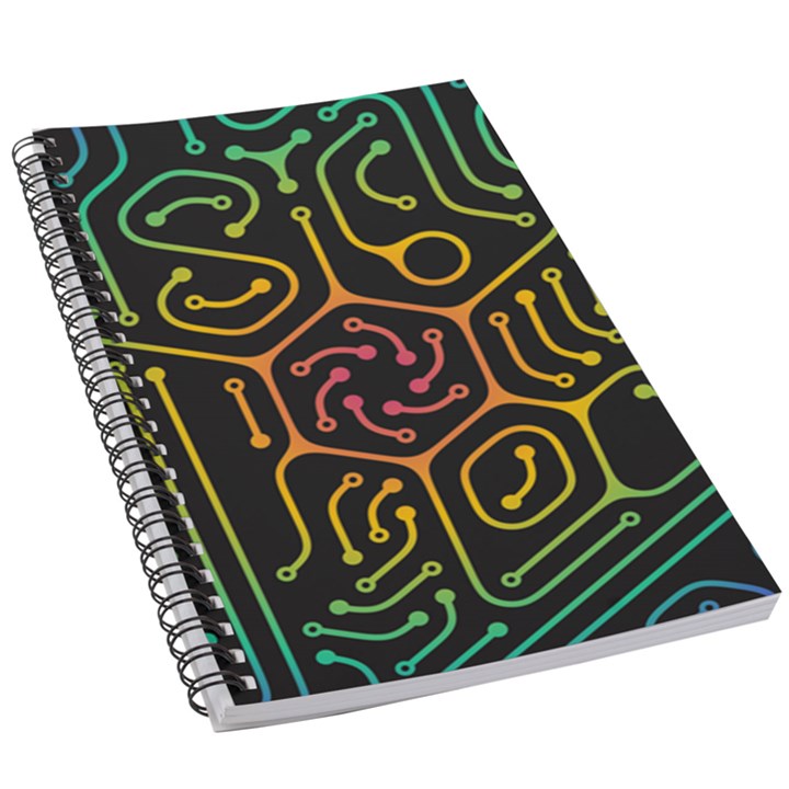 Circuit Hexagonal Geometric Pattern Background Pattern 5.5  x 8.5  Notebook