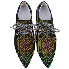 Circuit Hexagonal Geometric Pattern Background Pattern Pointed Oxford Shoes by Vaneshop