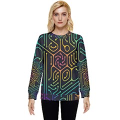 Circuit Hexagonal Geometric Pattern Background Pattern Hidden Pocket Sweatshirt