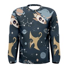 Space Theme Art Pattern Design Wallpaper Men s Long Sleeve T-shirt