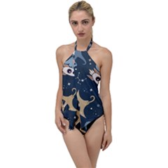 Space Theme Art Pattern Design Wallpaper Go With The Flow One Piece Swimsuit