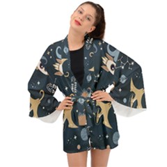 Space Theme Art Pattern Design Wallpaper Long Sleeve Kimono