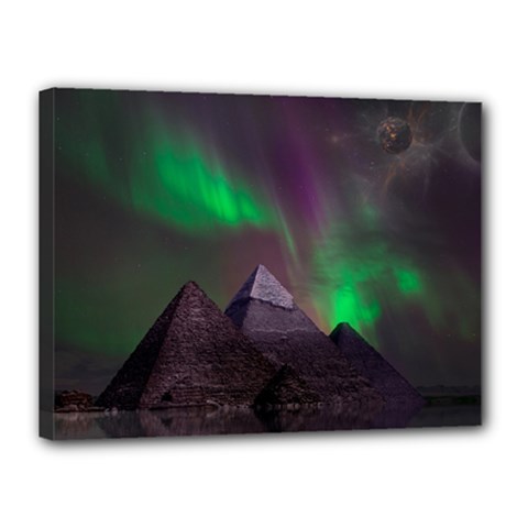 Fantasy Pyramid Mystic Space Aurora Canvas 16  X 12  (stretched) by Grandong