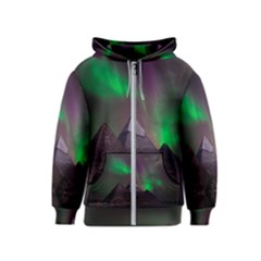 Fantasy Pyramid Mystic Space Aurora Kids  Zipper Hoodie