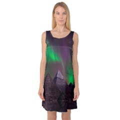 Fantasy Pyramid Mystic Space Aurora Sleeveless Satin Nightdress by Grandong