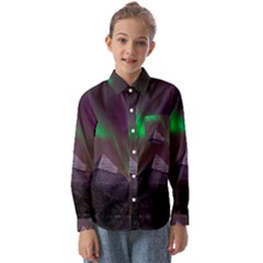 Fantasy Pyramid Mystic Space Aurora Kids  Long Sleeve Shirt by Grandong