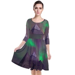 Fantasy Pyramid Mystic Space Aurora Quarter Sleeve Waist Band Dress by Grandong