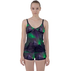 Fantasy Pyramid Mystic Space Aurora Tie Front Two Piece Tankini by Grandong