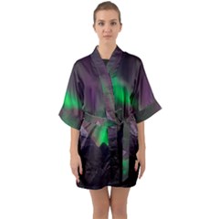 Fantasy Pyramid Mystic Space Aurora Half Sleeve Satin Kimono  by Grandong