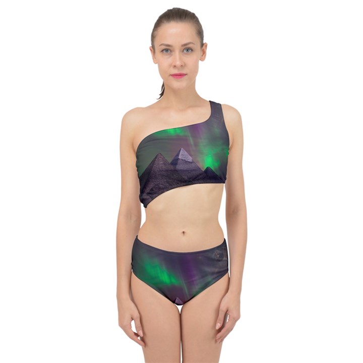 Fantasy Pyramid Mystic Space Aurora Spliced Up Two Piece Swimsuit