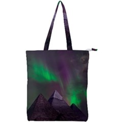 Fantasy Pyramid Mystic Space Aurora Double Zip Up Tote Bag by Grandong