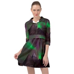 Fantasy Pyramid Mystic Space Aurora Mini Skater Shirt Dress by Grandong