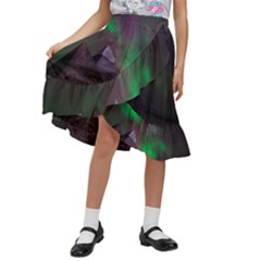 Fantasy Pyramid Mystic Space Aurora Kids  Ruffle Flared Wrap Midi Skirt by Grandong