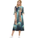 Photo Coral Great Scleractinia Bow Sleeve Chiffon Midi Dress View1