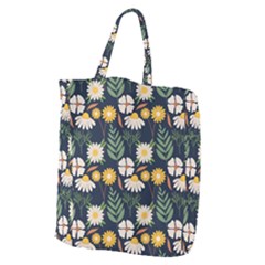 Flower Grey Pattern Floral Giant Grocery Tote