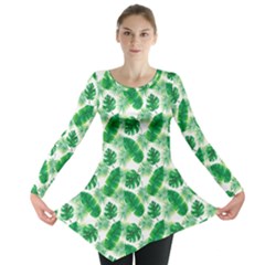 Tropical Leaf Pattern Long Sleeve Tunic  by Dutashop