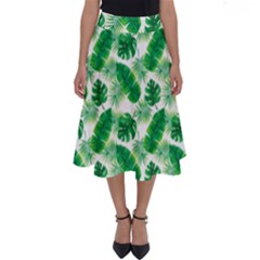 Tropical Leaf Pattern Perfect Length Midi Skirt by Dutashop