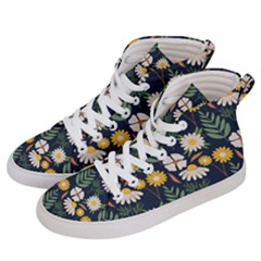 Flower Grey Pattern Floral Women s Hi-top Skate Sneakers by Dutashop