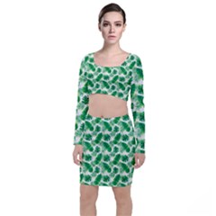 Tropical Leaf Pattern Top And Skirt Sets by Dutashop