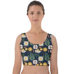 Flower Grey Pattern Floral Velvet Crop Top