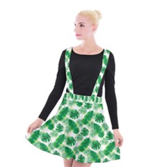 Tropical Leaf Pattern Suspender Skater Skirt by Dutashop