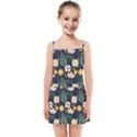 Flower Grey Pattern Floral Kids  Summer Sun Dress View1