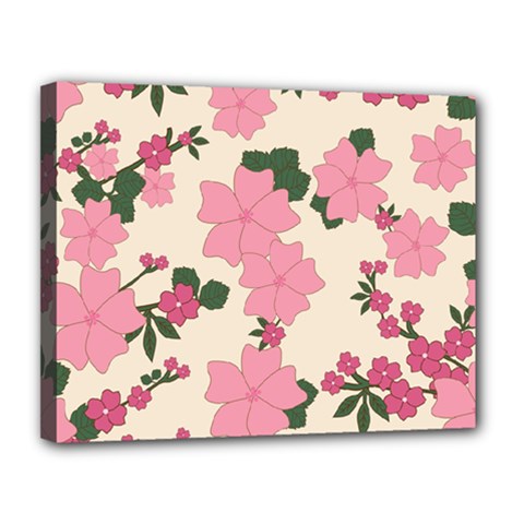 Floral Vintage Flowers Canvas 14  X 11  (stretched) by Dutashop