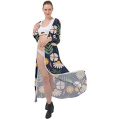 Flower Grey Pattern Floral Maxi Chiffon Beach Wrap