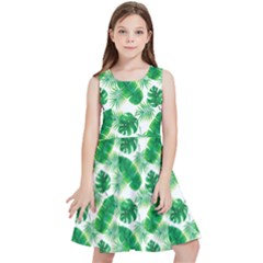 Tropical Leaf Pattern Kids  Skater Dress by Dutashop