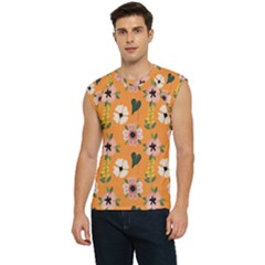 Flower Orange Pattern Floral Men s Raglan Cap Sleeve T-shirt