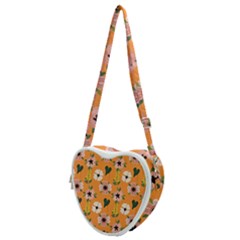 Flower Orange Pattern Floral Heart Shoulder Bag by Dutashop