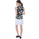 Flower Grey Pattern Floral Women s Sleeveless Polo T-Shirt View2