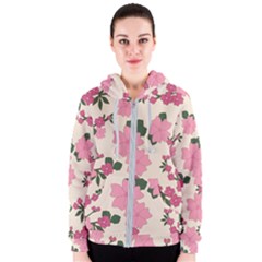 Floral Vintage Flowers Women s Zipper Hoodie by Dutashop