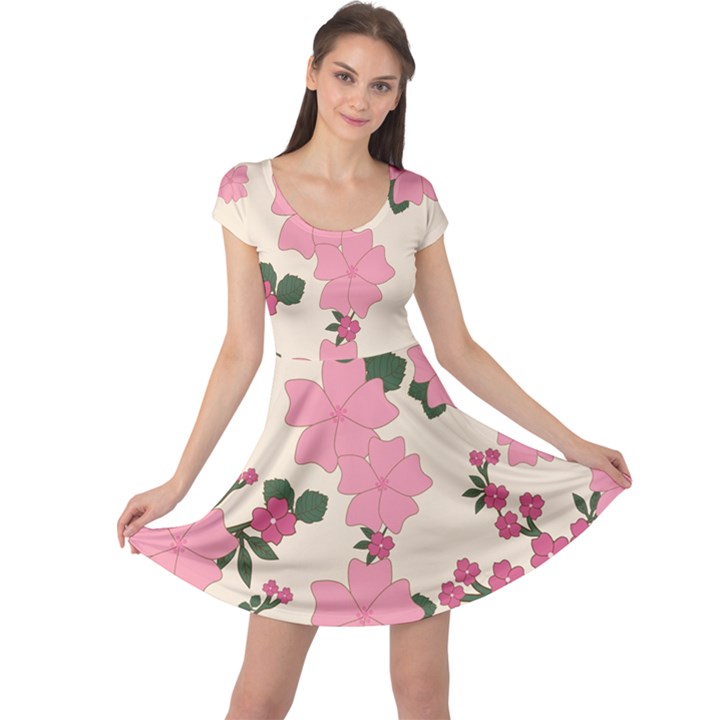 Floral Vintage Flowers Cap Sleeve Dress