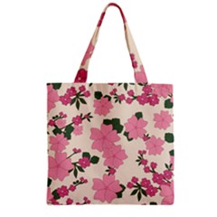 Floral Vintage Flowers Zipper Grocery Tote Bag by Dutashop