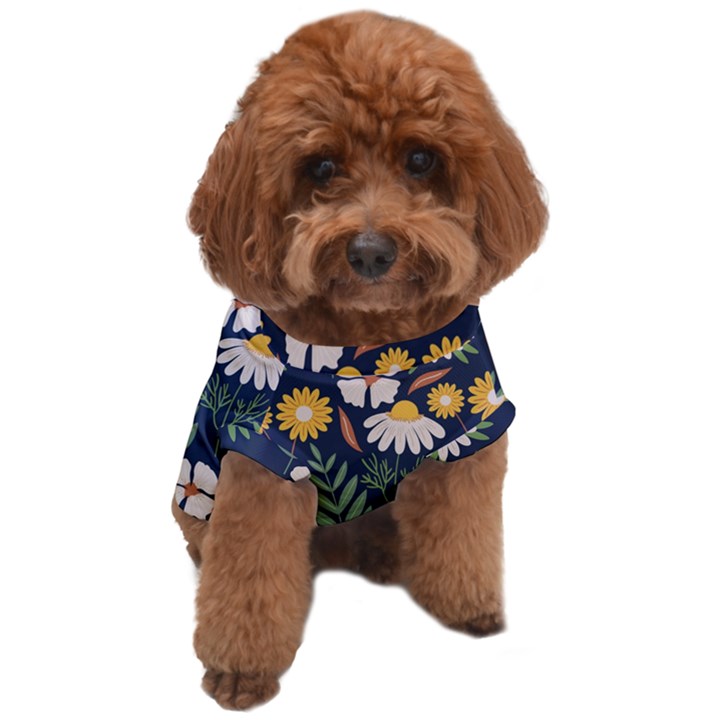 Flower Grey Pattern Floral Dog T-Shirt