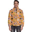 Flower Orange Pattern Floral Men s Puffer Bubble Jacket Coat View1