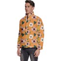 Flower Orange Pattern Floral Men s Puffer Bubble Jacket Coat View2