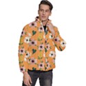 Flower Orange Pattern Floral Men s Puffer Bubble Jacket Coat View3