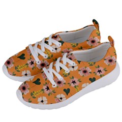 Flower Orange Pattern Floral Women s Lightweight Sports Shoes