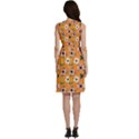 Flower Orange Pattern Floral Sleeveless Dress With Pocket View4